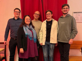 Die Jusos waren stark vertreten: v. l. Tobias Wudy, Charlotte Jablowsky (stellvertretende Vorsitzende Ro-Land), Elias Kargl (1. Vorsitzender Ro-Land), Reka Molnar (SPD-Bundestagskandidatin), Tizian Linzmeier